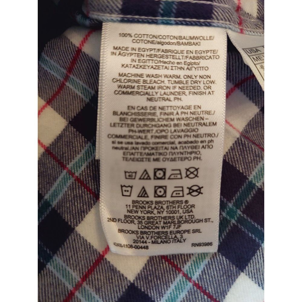 NEW! Brooks Brothers Mens Regent  Blue/White Cotton Flannel Plaid  Large $128 - Picture 5 of 7